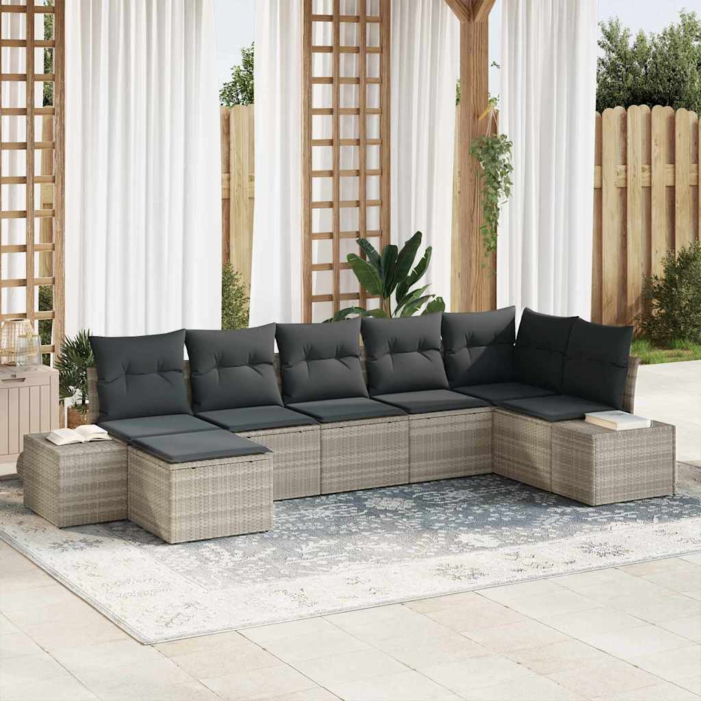Set Divano da Giardino 7 pcs Grigio chiaro polyrattan | homemem39