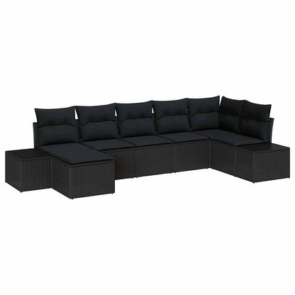 Set Divano da Giardino con cuscino 7 pcs Nero polyrattan | homemem39