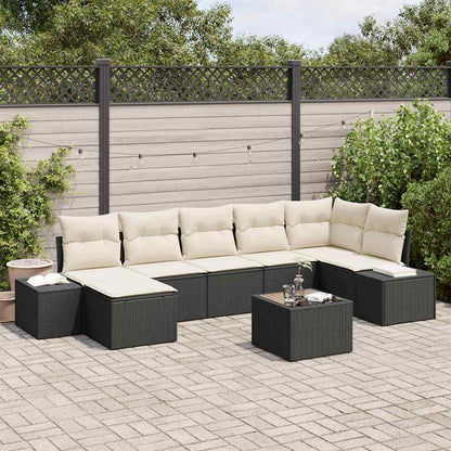 Set Divano da Giardino con cuscino 7 pcs Nero polyrattan | homemem39