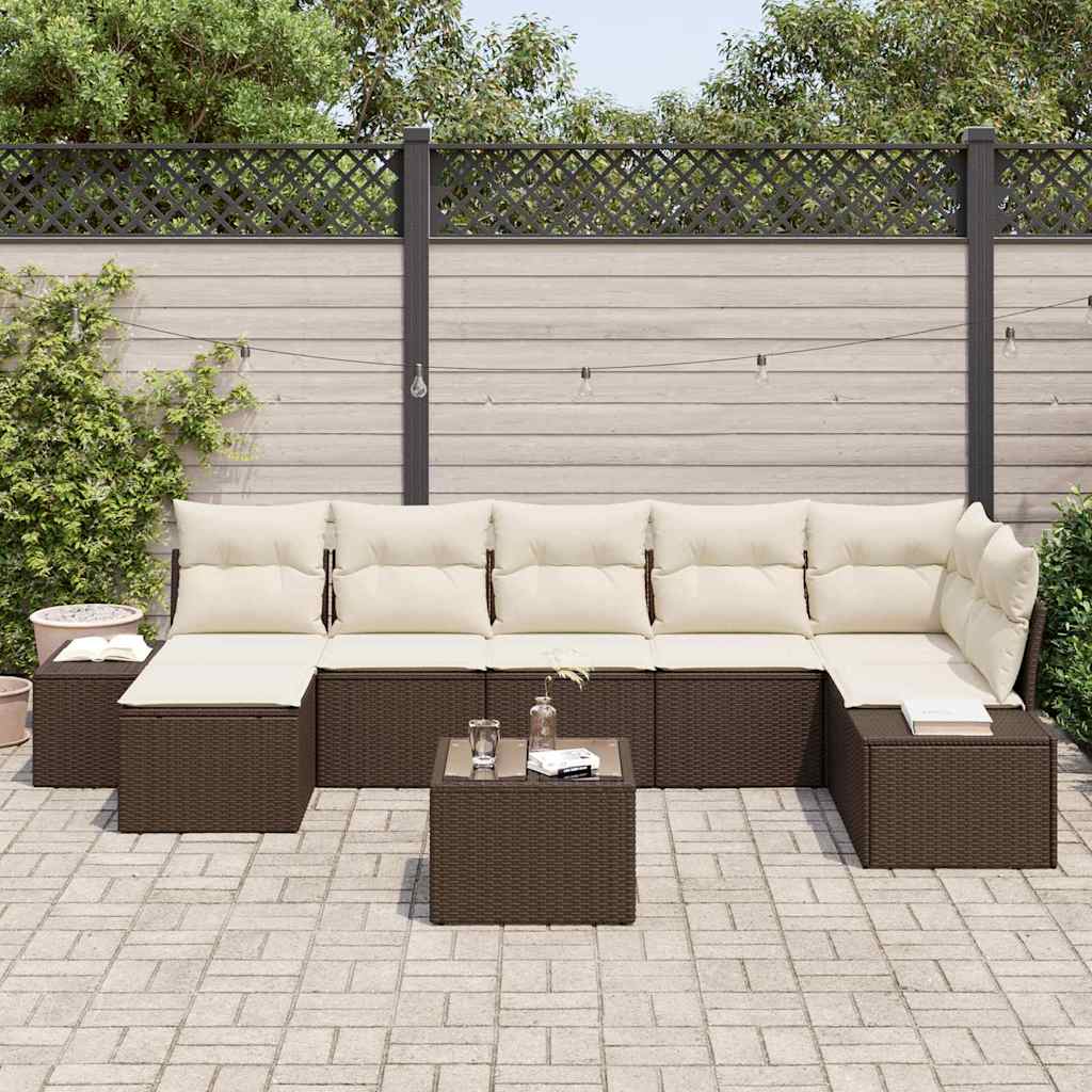 Set Divano da Giardino con cuscino 7 pcs Marrone polyrattan | homemem39