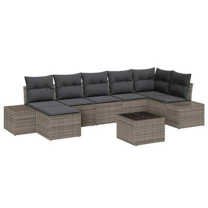 Set Divano da Giardino con cuscino 7 pcs Grigio polyrattan