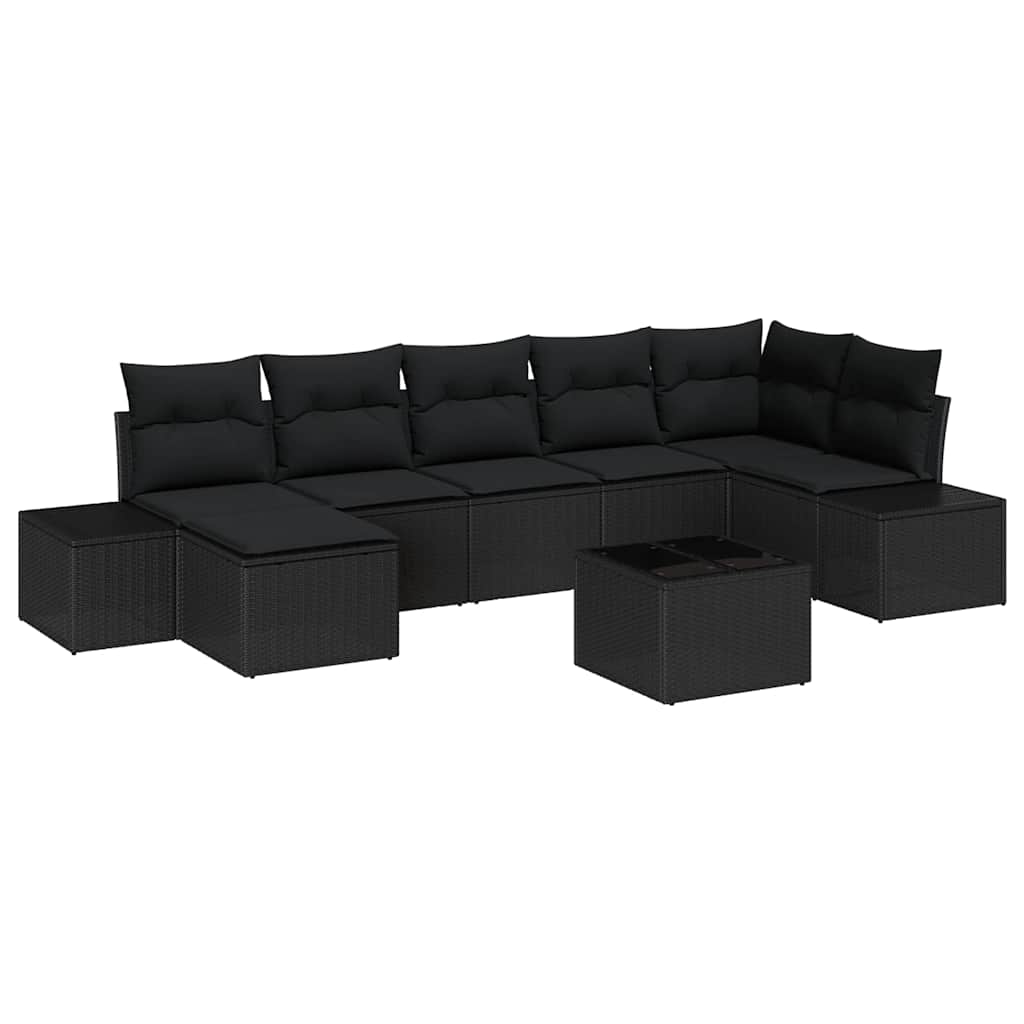 Set Divano da Giardino con cuscino 7 pcs Nero polyrattan | homemem39