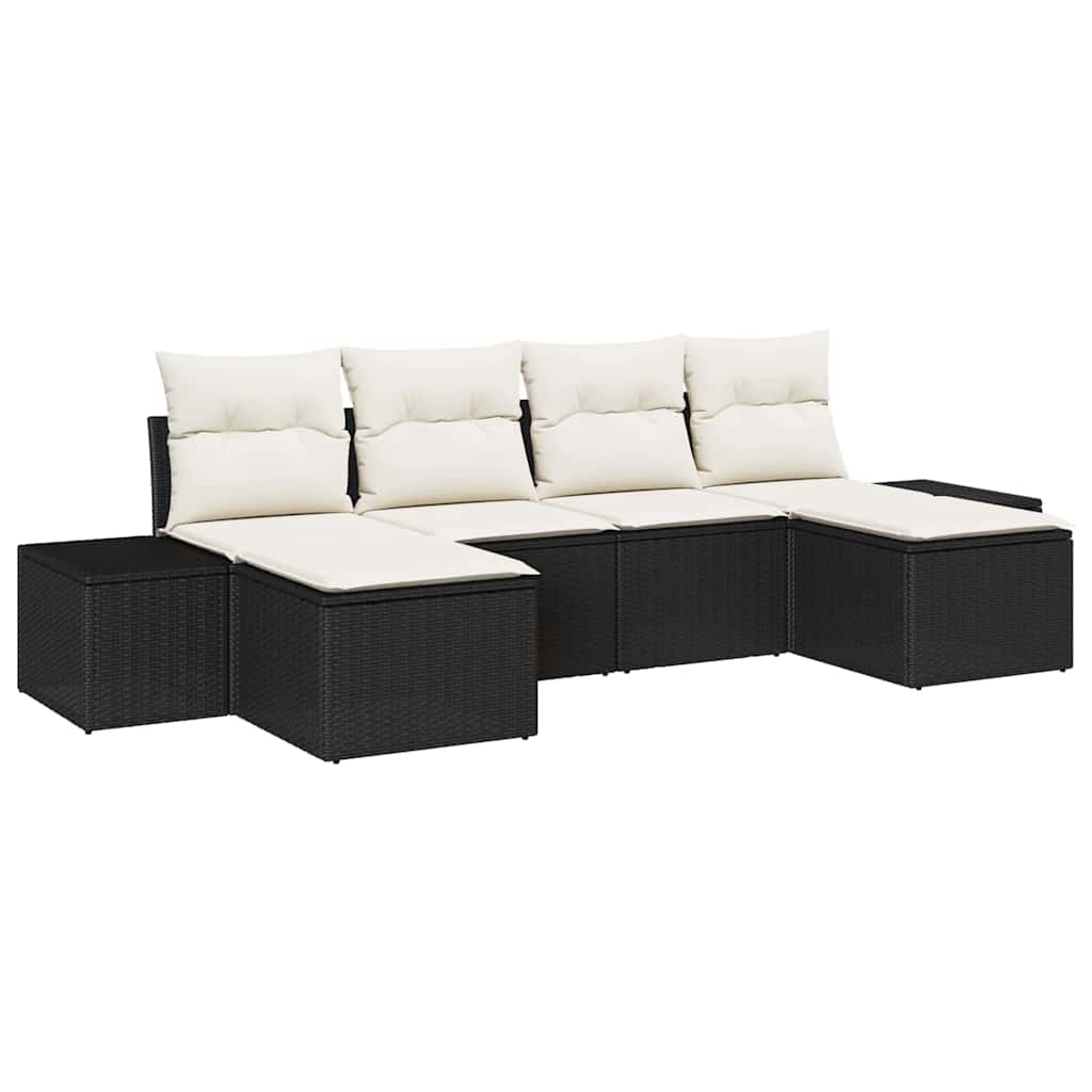Set Divano da Giardino 6 pcs Nero e crema 184 x 62 x 85 cm - homemem39