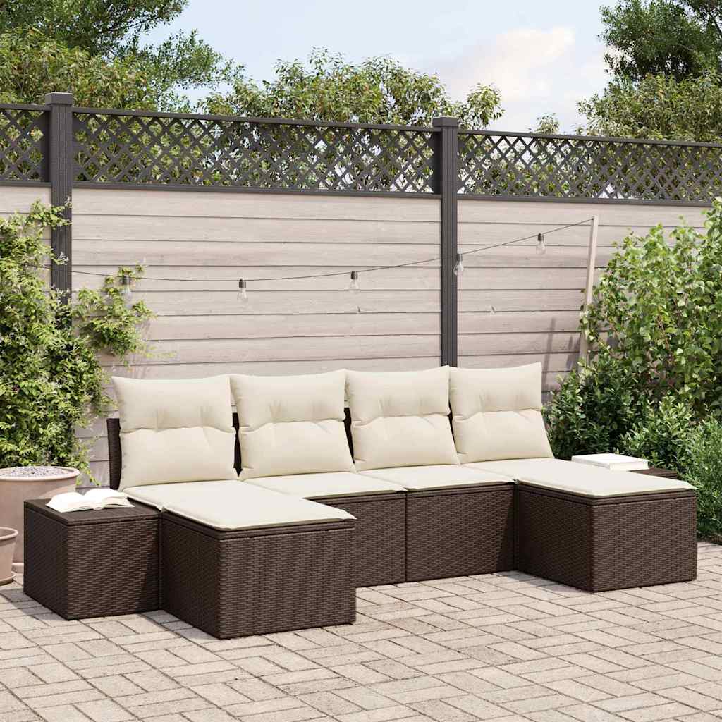 Set Divano da Giardino 6 pcs Marrone e crema 184 x 62 x 85 cm - homemem39