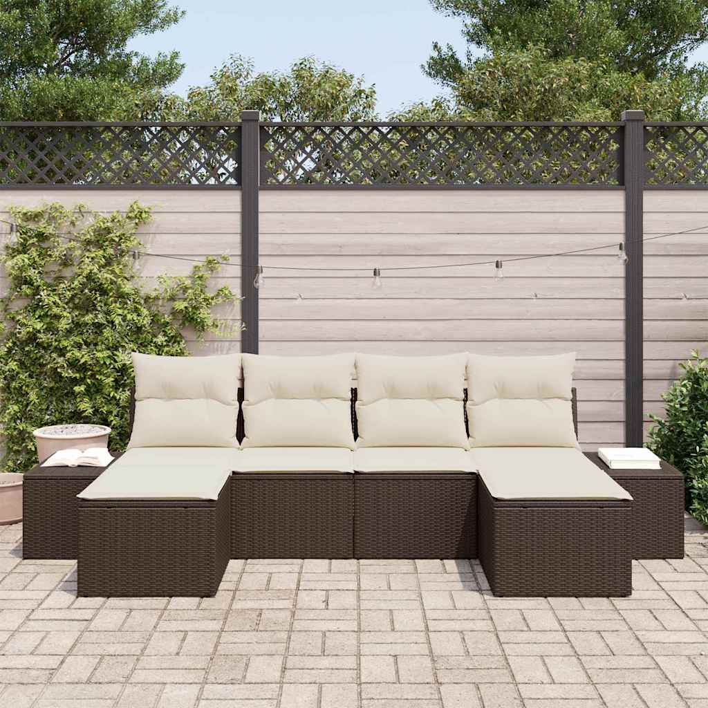 Set Divano da Giardino 6 pcs Marrone e crema 184 x 62 x 85 cm - homemem39