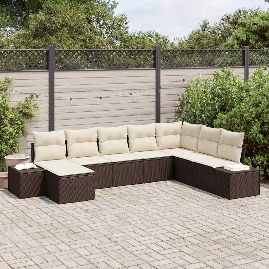 Set Divano da Giardino 8 pcs Marrone e crema 319 x 209 x 85 cm - homemem39