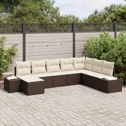 Set Divano da Giardino 8 pcs Marrone e crema 319 x 209 x 85 cm - homemem39