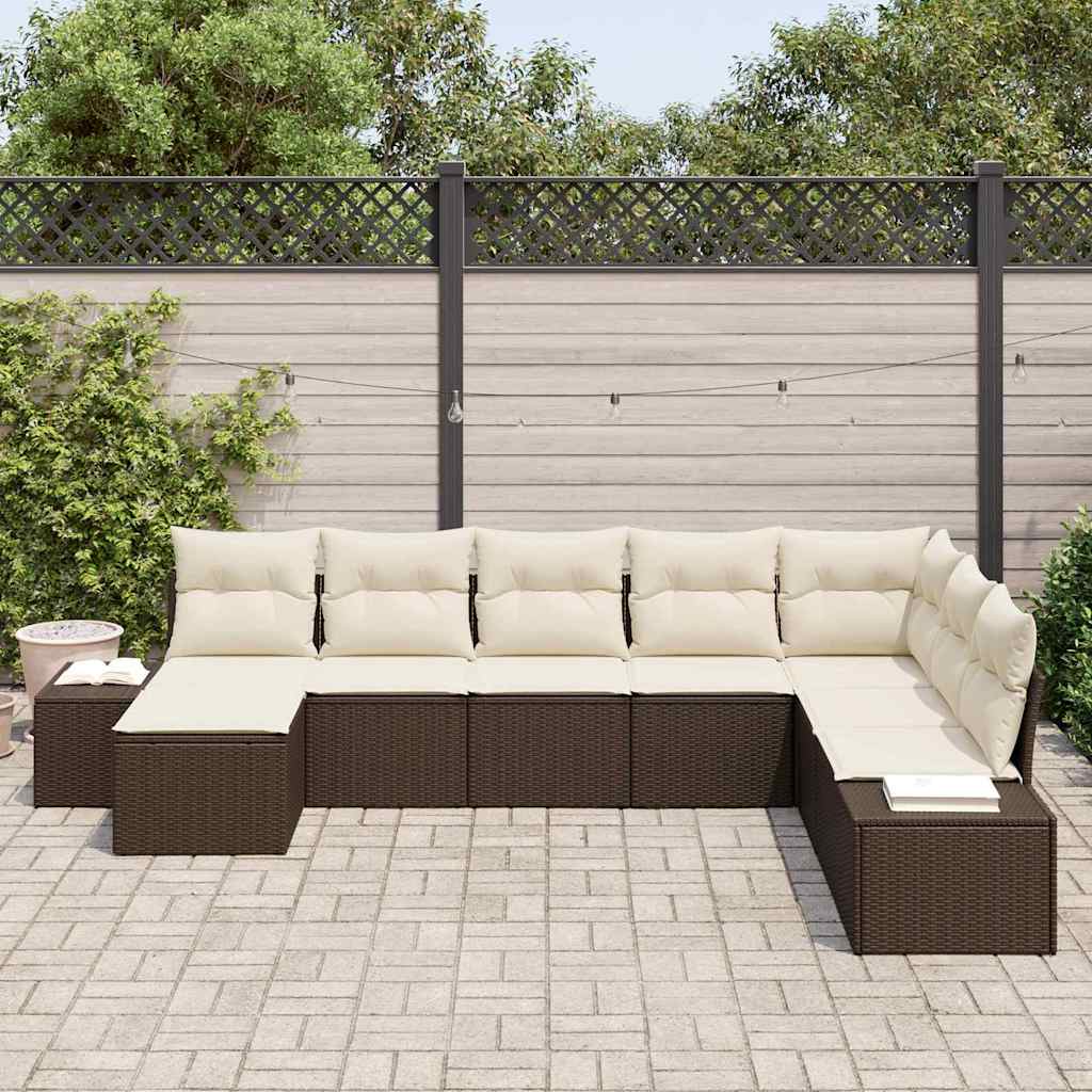 Set Divano da Giardino 8 pcs Marrone e crema 319 x 209 x 85 cm - homemem39