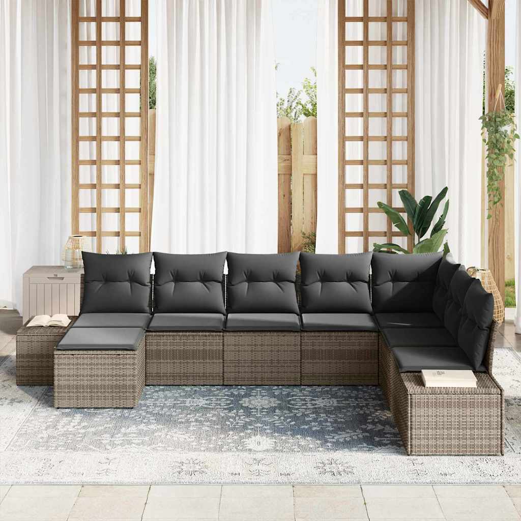 Set Divano da Giardino con cuscino 8 pcs Grigio polyrattan
