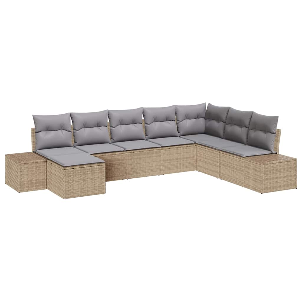 Set Divano da Giardino 8 pcs Beige e Grigio Chiaro polyrattan | homemem39