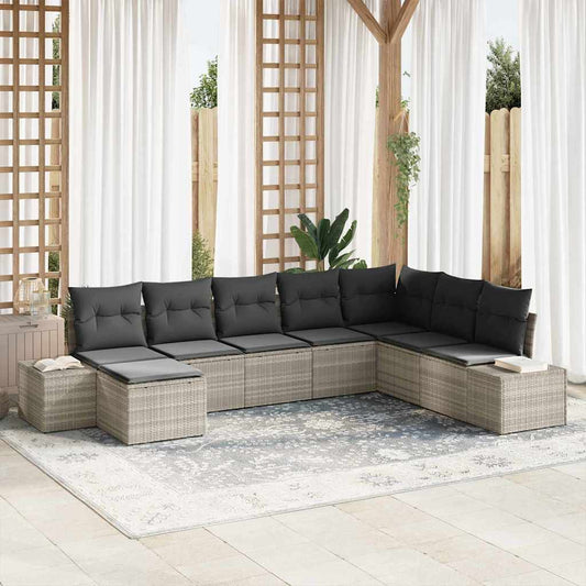 Set Divano da Giardino 8 pcs Grigio chiaro 319 x 209 x 85 cm - homemem39