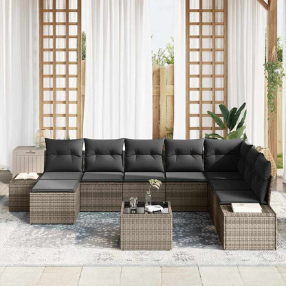 Set Divano da Giardino con cuscino 8 pcs Grigio polyrattan
