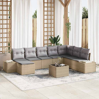 Set Divano da Giardino 8 pcs Beige e Grigio Chiaro polyrattan | homemem39