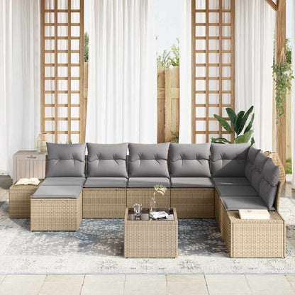Set Divano da Giardino 8 pcs Beige e Grigio Chiaro polyrattan | homemem39