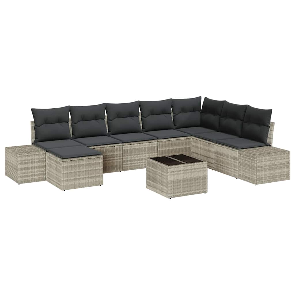 Set Divano da Giardino 9 pcs Grigio chiaro 319 x 209 x 85 cm - homemem39