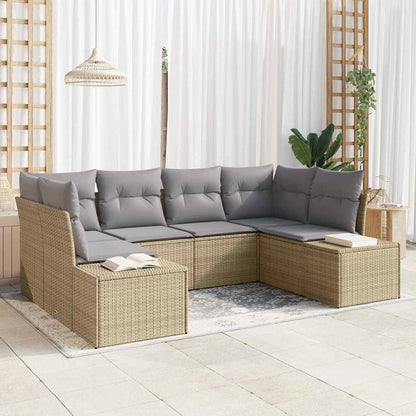Set Divano da Giardino 6 pcs Beige e Grigio Chiaro Poly Rattan | homemem39