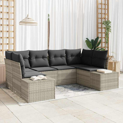 Set Divano da Giardino 6 pcs Grigio chiaro Poly Rattan | homemem39