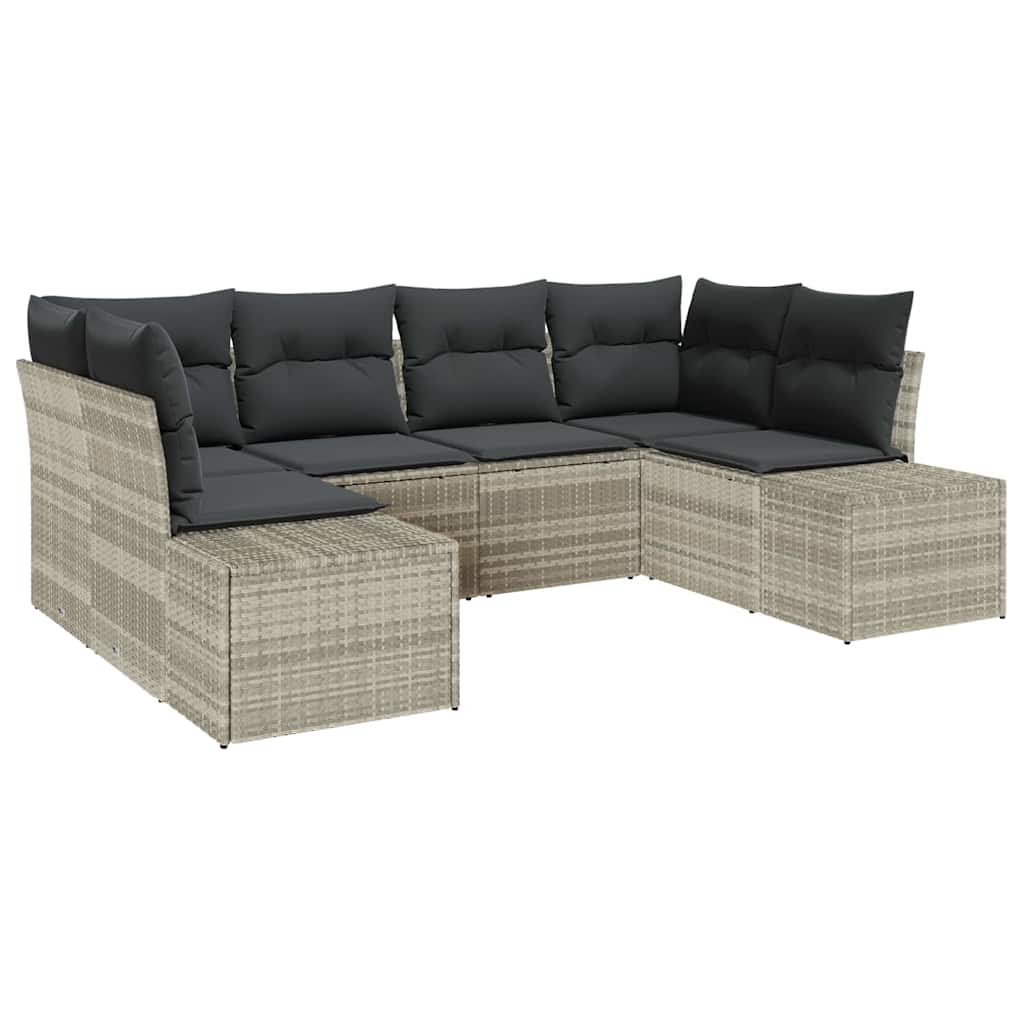 Set Divano da Giardino 6 pcs Grigio chiaro Poly Rattan | homemem39