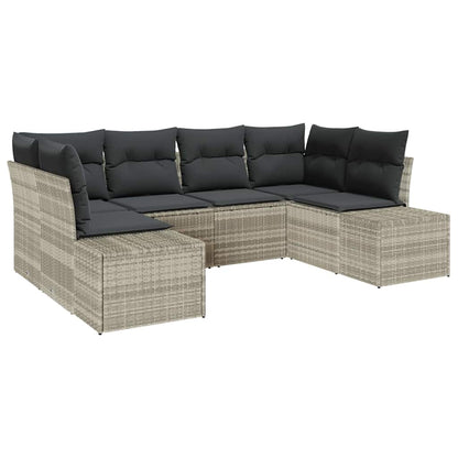 Set Divano da Giardino 6 pcs Grigio chiaro Poly Rattan | homemem39