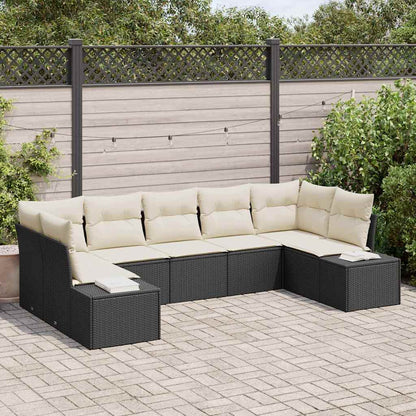 Set Divano da Giardino 7 pcs Nero e Crema Poly Rattan | homemem39