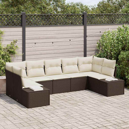 Set Divano da Giardino 7 pcs Marrone e Crema Poly Rattan | homemem39