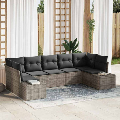 Set Divano da Giardino 7 pcs Grigio Poly Rattan | homemem39