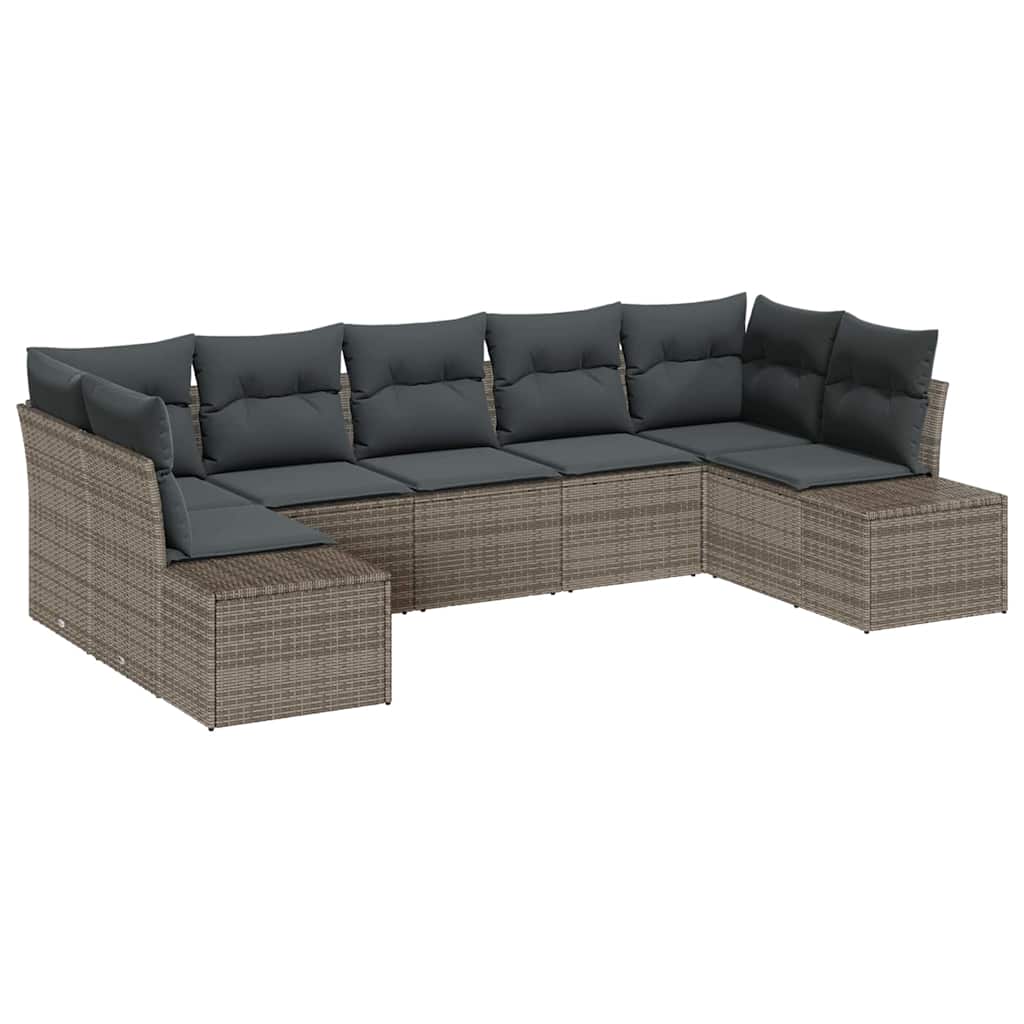 Set Divano da Giardino 7 pcs Grigio Poly Rattan | homemem39