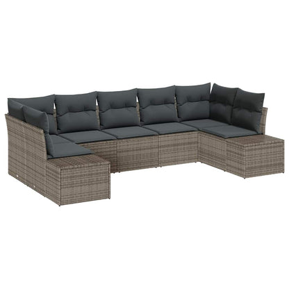 Set Divano da Giardino 7 pcs Grigio Poly Rattan | homemem39