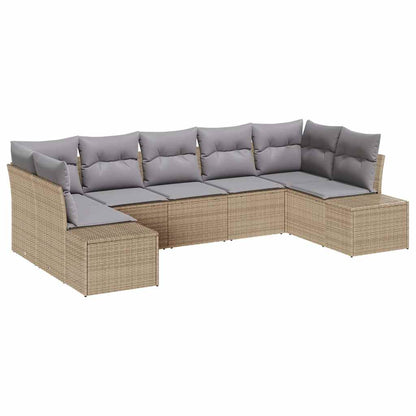 Set Divano da Giardino 7 pcs Beige e Grigio Chiaro Poly Rattan | homemem39