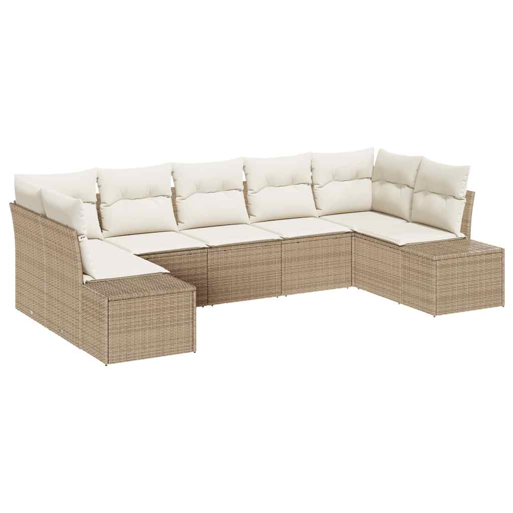 Set Divano da Giardino 7 pcs Beige e Crema Poly Rattan | homemem39
