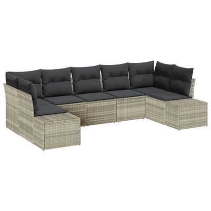 Set Divano da Giardino 7 pcs Grigio chiaro Poly Rattan | homemem39