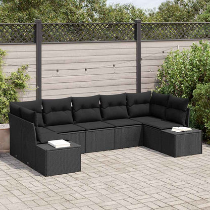 Set Divano da Giardino con archiviazione 7 pcs Nero Poly Rattan | homemem39