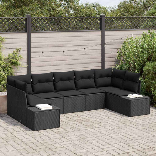 Set Divano da Giardino con archiviazione 7 pcs Nero Poly Rattan