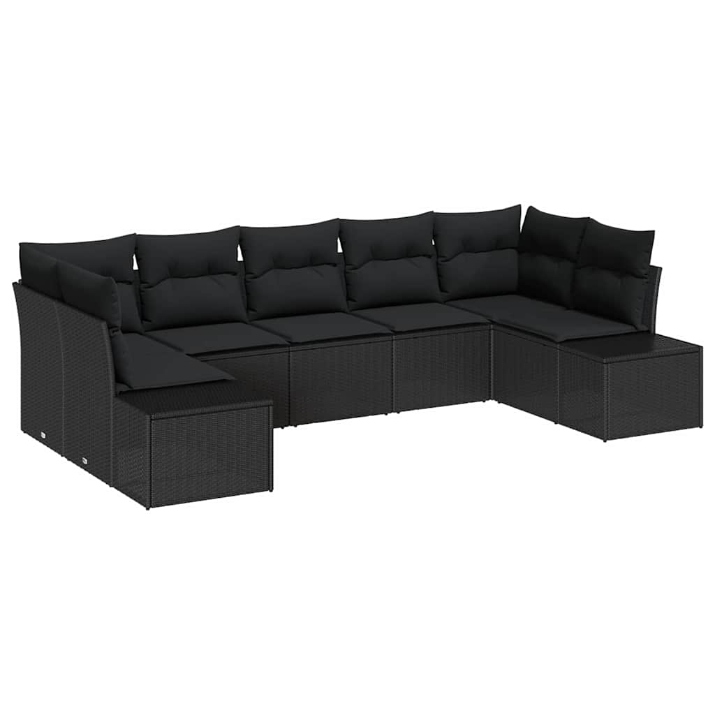 Set Divano da Giardino con archiviazione 7 pcs Nero Poly Rattan | homemem39