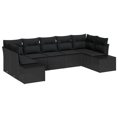 Set Divano da Giardino con archiviazione 7 pcs Nero Poly Rattan | homemem39