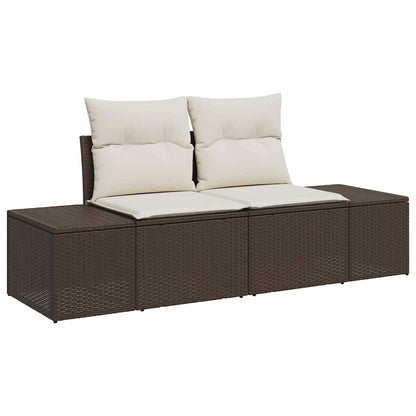 Set Divano da Giardino 9 pcs Marrone e Crema Polyrattan | homemem39