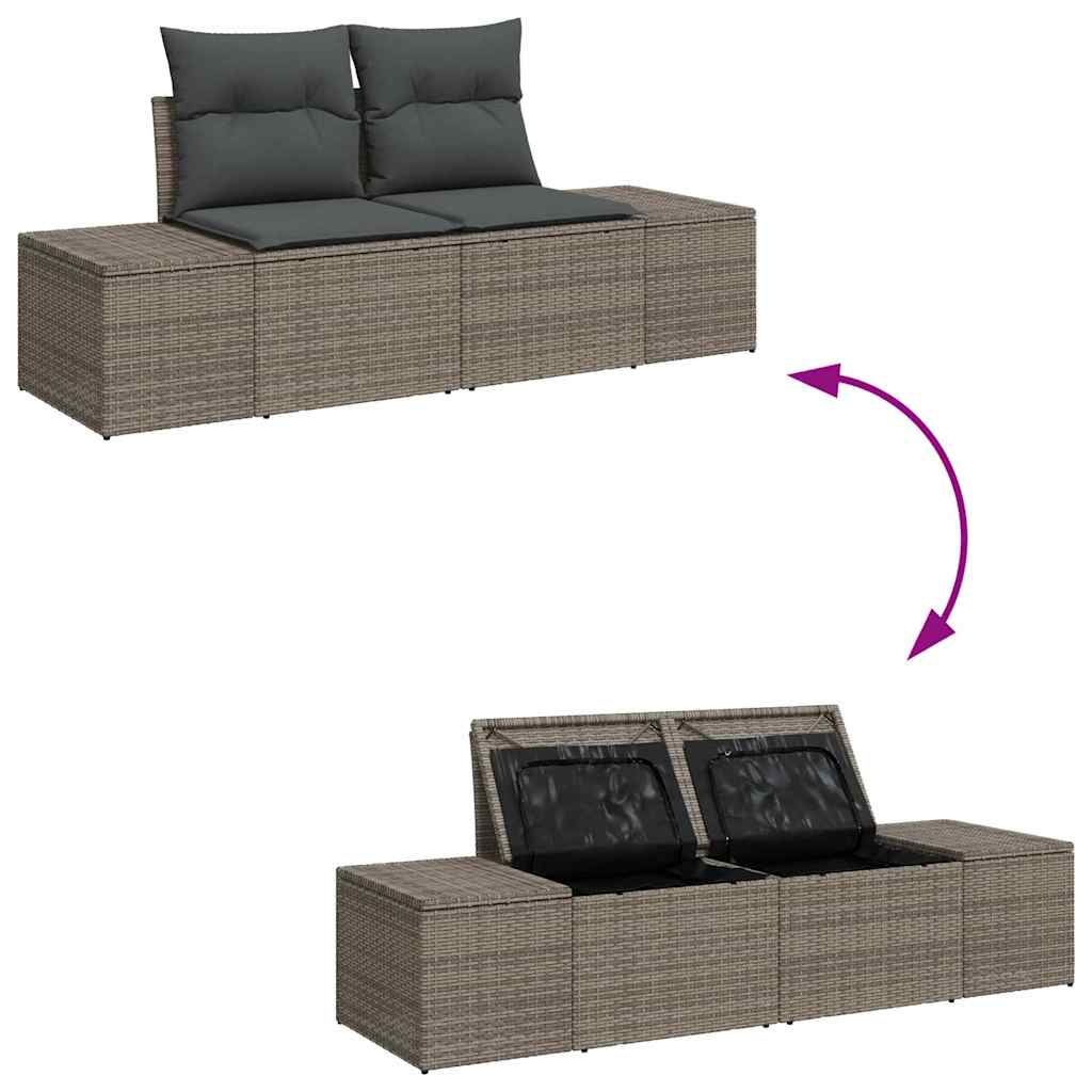 Set Divano da Giardino con cuscino 9 pcs Grigio Polyrattan