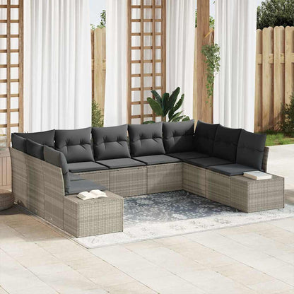 Set Divano da Giardino 9 pcs Grigio chiaro Polyrattan | homemem39