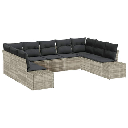 Set Divano da Giardino 9 pcs Grigio chiaro Polyrattan | homemem39