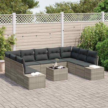 Set Divano da Giardino 9 pcs Grigio chiaro Polyrattan