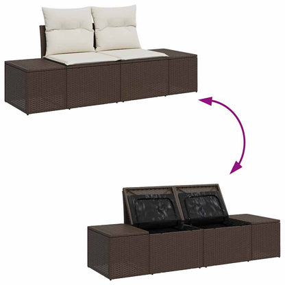 Set Divano da Giardino 10 pcs Marrone e Crema Polyrattan | homemem39