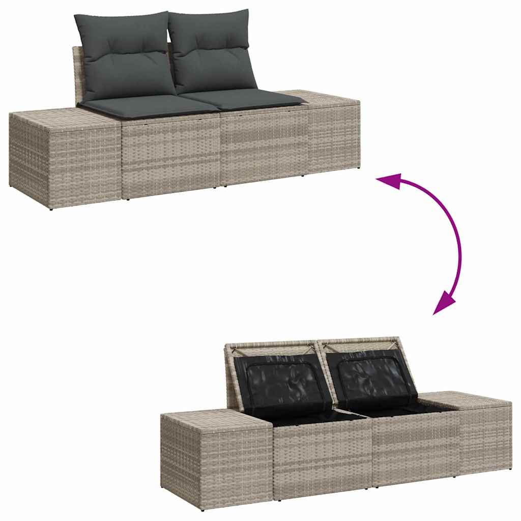 Set Divano da Giardino 10 pcs Grigio chiaro Polyrattan | homemem39