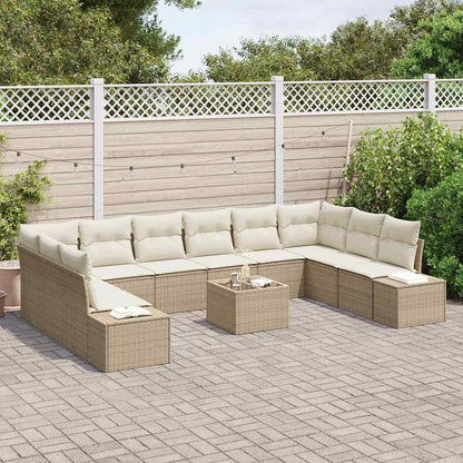Set Divano da Giardino 10 pcs Beige e Crema Polyrattan | homemem39