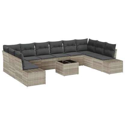 Set Divano da Giardino 10 pcs Grigio chiaro Polyrattan | homemem39
