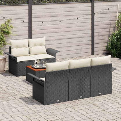 Set Divano da Giardino 6 pcs Nero e Crema polyrattan | homemem39