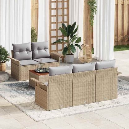 Set Divano da Giardino 6 pcs Beige e Grigio Chiaro polyrattan | homemem39