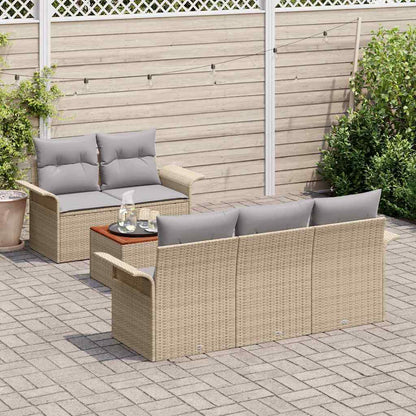 Set Divano da Giardino 6 pcs Beige e Grigio Chiaro polyrattan | homemem39