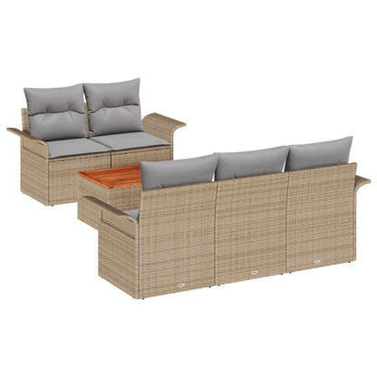 Set Divano da Giardino 6 pcs Beige e Grigio Chiaro polyrattan | homemem39
