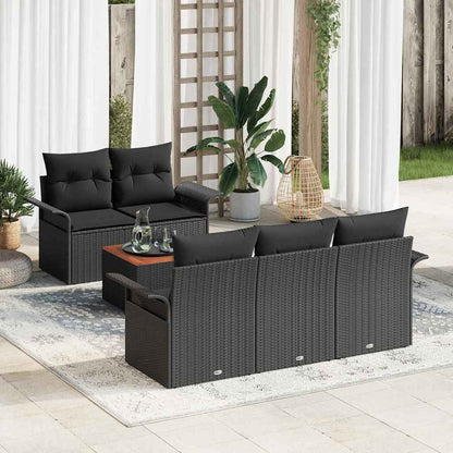 Set Divano da Giardino con archiviazione 6 pcs Nero polyrattan | homemem39