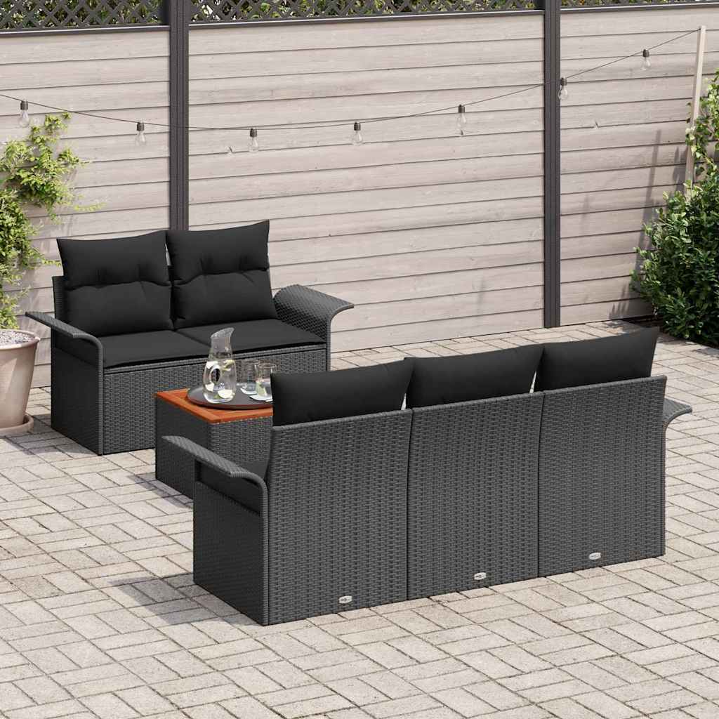 Set Divano da Giardino con archiviazione 6 pcs Nero polyrattan | homemem39